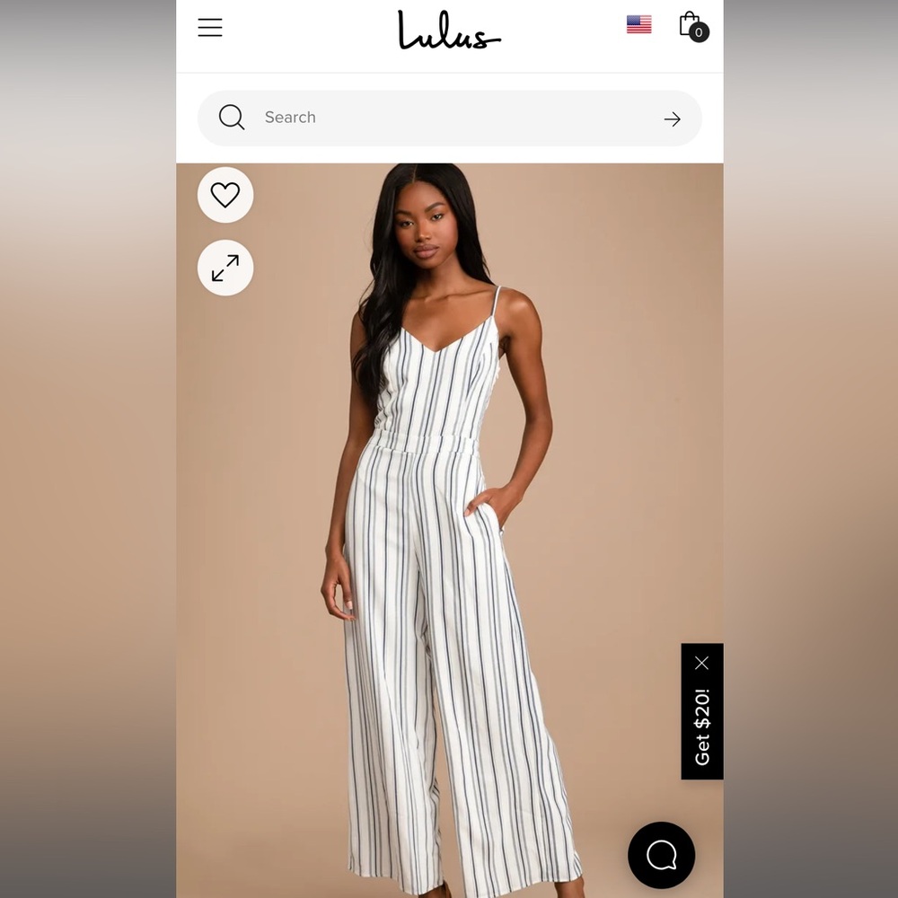 Lulus jumpsuit, navy stripes. NWT! Size medium